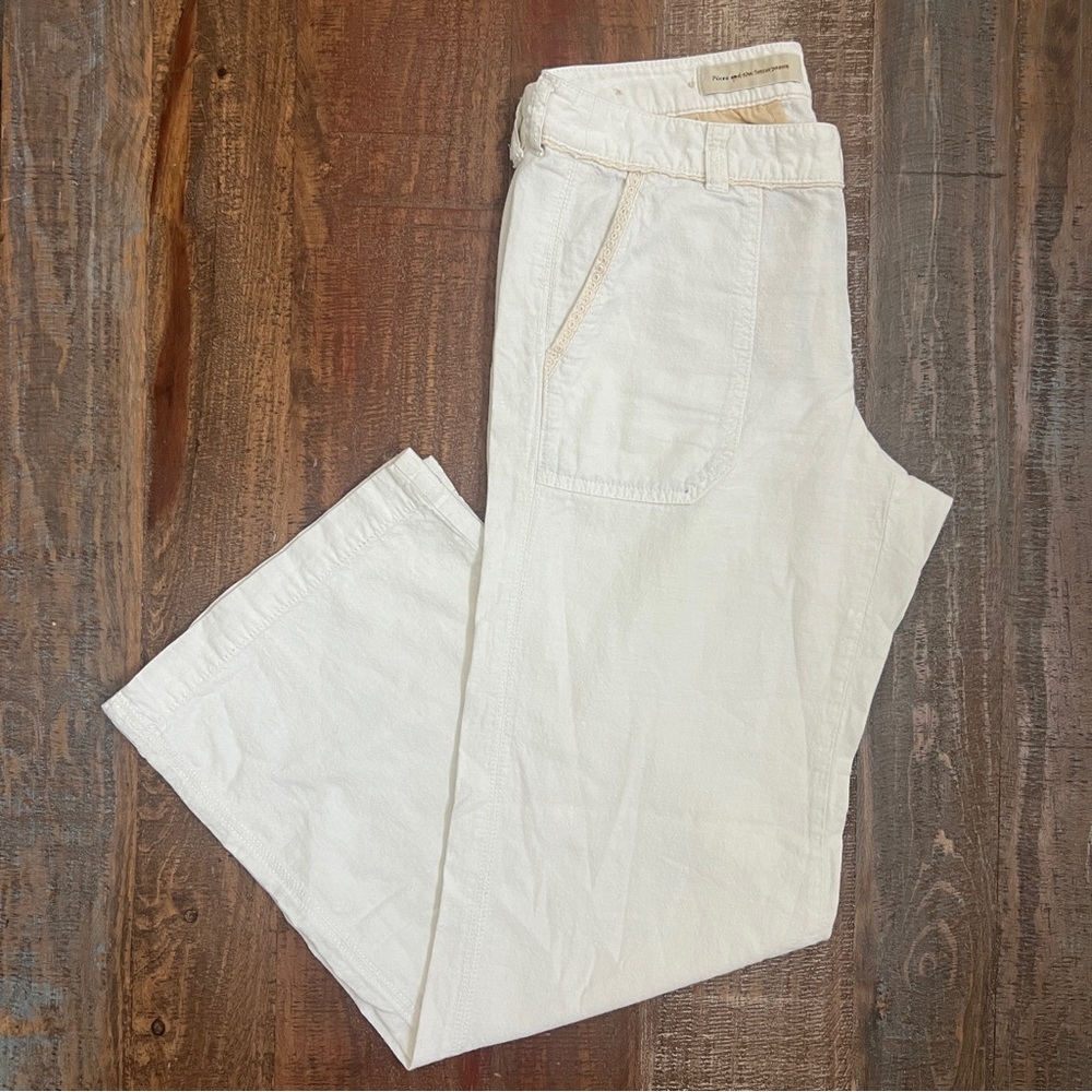 Pilcro and the Letterpress Women’s White Linen Pants No 10 / 32”